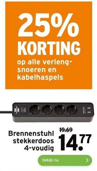 GAMMA Brennenstuhl stekkerdoos 4-voudig aanbieding