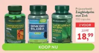 Holland & Barrett Holland & Barrett Zaagbladpalm met Zink 2*100 capsules aanbieding