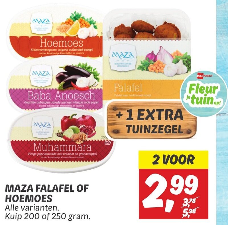 MAZA FALAFEL OF HOEMOES aanbieding bij Dekamarkt