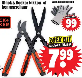 Dirk Black & Decker takken- of Werkhandschoenen heggenschaar aanbieding