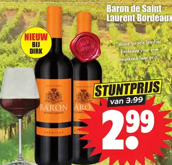 Dirk Baron de Saint Laurent Bordeaux 75cl aanbieding