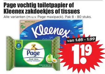 Dirk Page vochtig toiletpapier of Kleenex zakdoekjes of tissues aanbieding