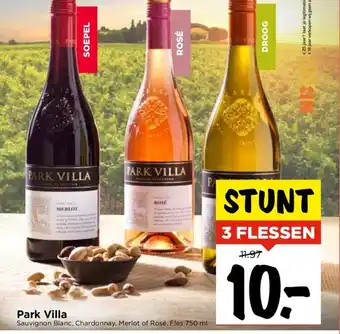 Vomar Voordeelmarkt Park Villa Sauvignon Blanc, Chardonnay, Merlot of Rosé. Fles 750 ml 3 flessen aanbieding