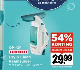 Vomar Voordeelmarkt Leifheit Dry & Clean Raamzuiger Met Easy-Click-System aanbieding