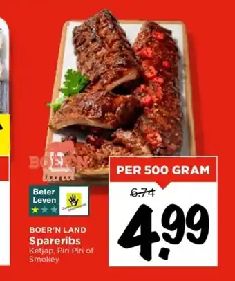 Vomar Voordeelmarkt BOER'N LAND Spareribs Ketjap, Piri Piri of Smokey 500 gram aanbieding