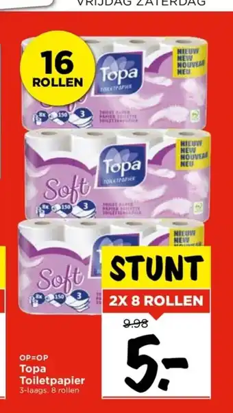 Vomar Voordeelmarkt Topa Toiletpapier 3-laags. 8 rollen aanbieding