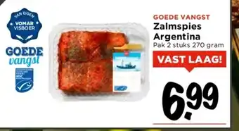 Vomar Voordeelmarkt Zalmspies Argentina Pak 2 stuks 270 gram aanbieding