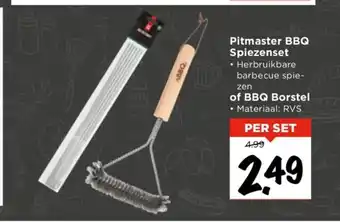 Vomar Voordeelmarkt of BBQ Borstel • Materiaal: RVS Pitmaster BBQ Spiezenset • Herbruikbare barbecue spie-zen aanbieding