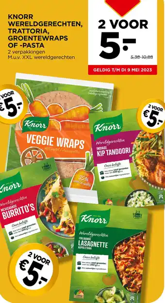 Jumbo KNORR WERELDGERECHTEN, TRATTORIA, GROENTEWRAPS OF-PASTA aanbieding