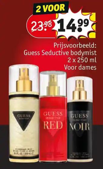 Kruidvat Guess seductive bodymist 2 x 250 ml voor dames aanbieding