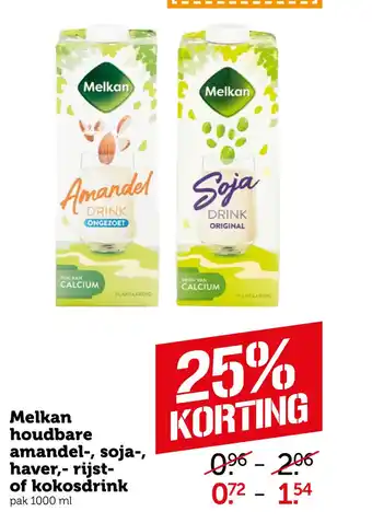 Coop Melkan houdbare amandel-, soja-, haver,- rijst- of kokosdrink aanbieding