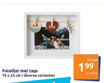 Action Fotolijst met tags 19 x 23 cm aanbieding