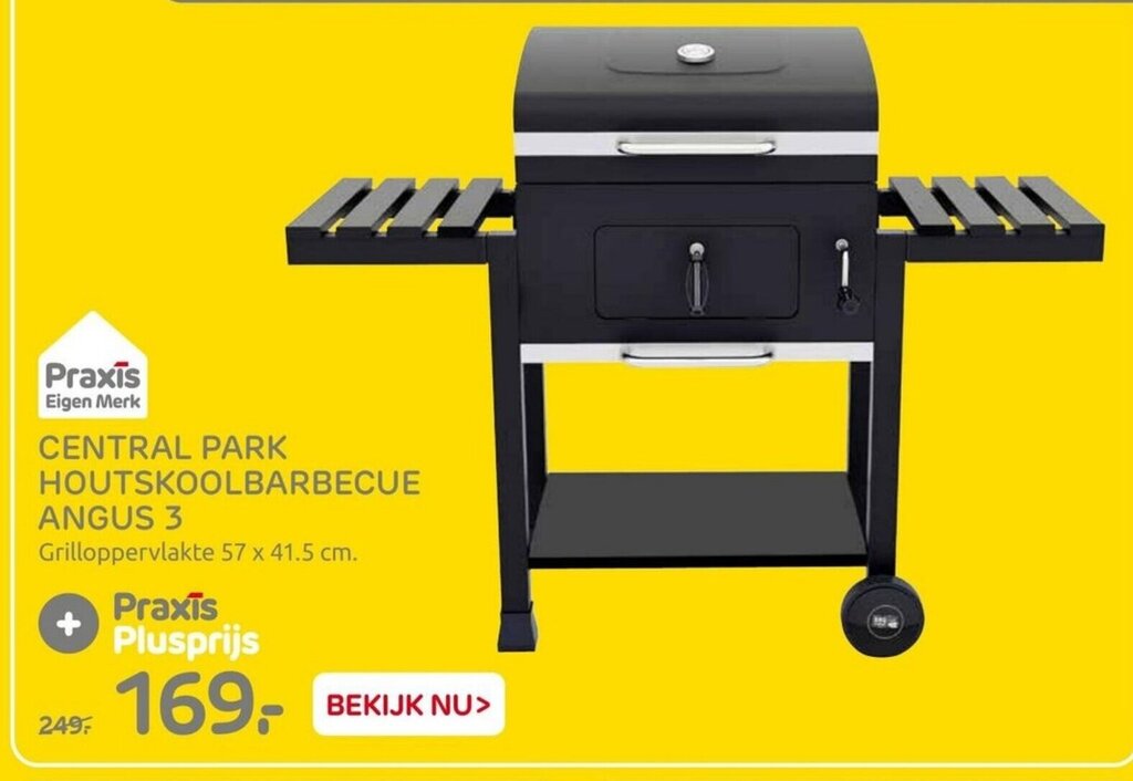 CENTRAL PARK HOUTSKOOLBARBECUE ANGUS 3 Grilloppervlakte 57 x 41.5 cm. aanbieding bij Praxis