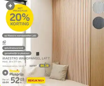 Praxis Maestro wandpaneel latt 30 x 277cm per m2 aanbieding