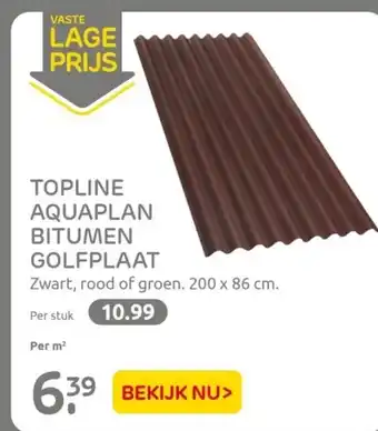 Praxis TOPLINE AQUAPLAN BITUMEN GOLFPLAAT Zwart, rood of groen. 200 x 86 cm. per m2 aanbieding