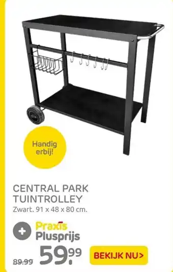 Praxis CENTRAL PARK TUINTROLLEY Zwart. 91 x 48 x 80 cm. aanbieding