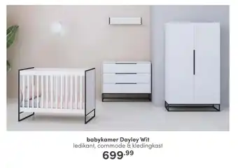 Prenatal Babykamer dayley wit ledikant, commode & kledingkast aanbieding