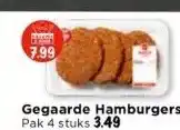 Vomar Voordeelmarkt Gegaarde hamburgers pak 4 stuks aanbieding