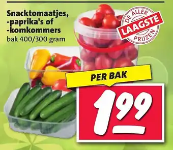 Nettorama Snacktomaatjes, -paprika's of -komkommers aanbieding