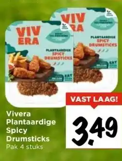 Vomar Voordeelmarkt Vivera plantaardige spicy drumsticks pak 4 stuks aanbieding