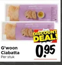 Vomar G'woon ciabatta per stuk aanbieding