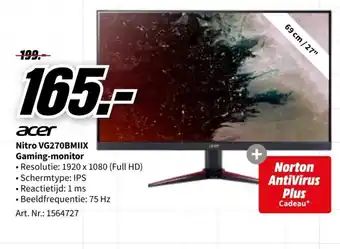 MediaMarkt Acer Nitro Gaming-monitor | VG270BMIIX aanbieding