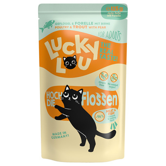Zooplus 16x 125g lucky lou adult gevogelte & forel nat kattenvoer aanbieding