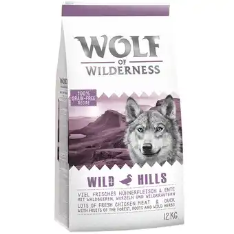 Zooplus 12kg wild hills met eend wolf of wilderness hondenvoer aanbieding