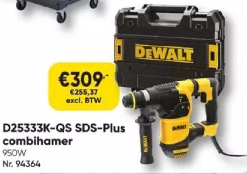 Toolstation DEWALT D25333K-QS SDS-Plus combihamer 950W aanbieding