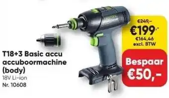 Toolstation T18+3 basic accu accuboormachine aanbieding