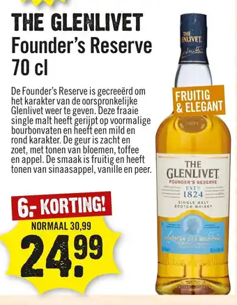 Dirck 3 The Glenlivet Founder's Reserve Whiskey 700ml aanbieding