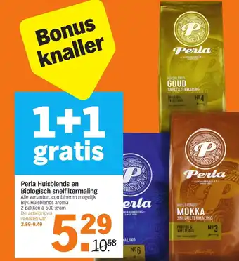 Albert Heijn Perla huisblends en biologisch snelfiltermaling aanbieding