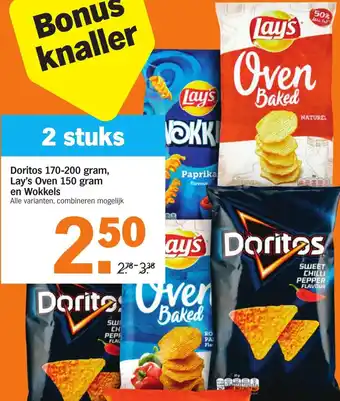 Albert Heijn Dorito's 170-200g, ly;s oven150g en wokkels aanbieding