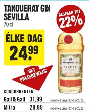 Dirck 3 Tanqueray gin Sevilla 700 ml aanbieding