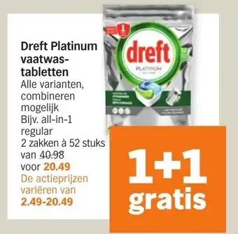 Albert Heijn Dreft platinum vaatwas-tabletten aanbieding