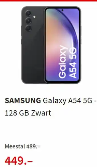 MediaMarkt SAMSUNG Galaxy A54 5G - 128 GB Zwart aanbieding