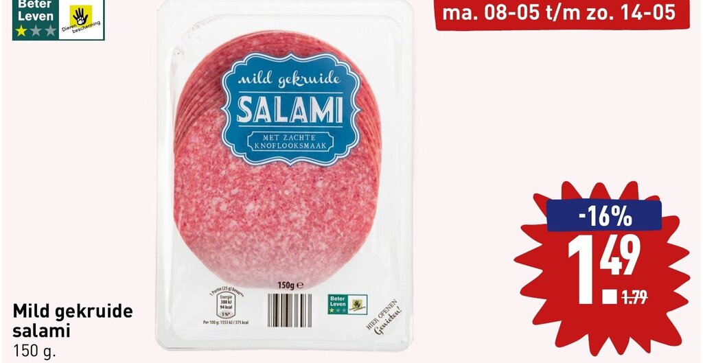 Mild gekruide salami 150g aanbieding bij ALDI
