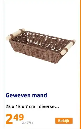 Action Geweven mand 25 x 15 x 7 cm | diverse... aanbieding