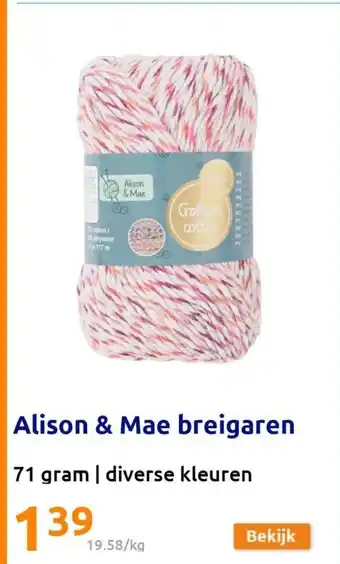 Action Alison & Mae breigaren 71 gram | diverse kleuren aanbieding