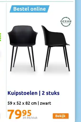 Action Kuipstoelen | 2 stuks 59 x 52 x 82 cm | zwart aanbieding