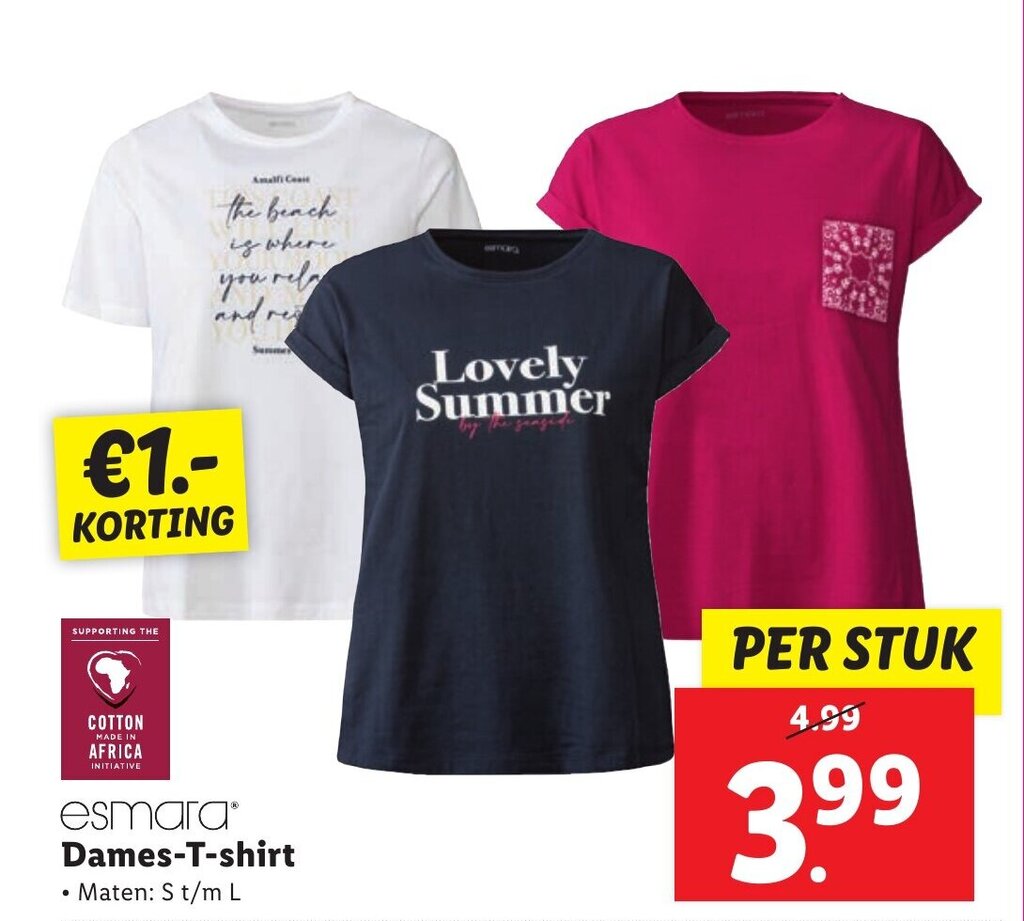 esmara Dames T shirt aanbieding bij Lidl