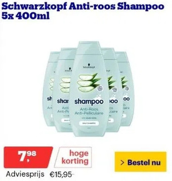 Bol.com Schwarzkopf anti-roos shampoo 5x 400ml aanbieding