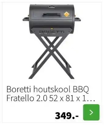 Intratuin Boretti houtskool bbq fratello 2.0 52 x 81 x 104 cm aanbieding