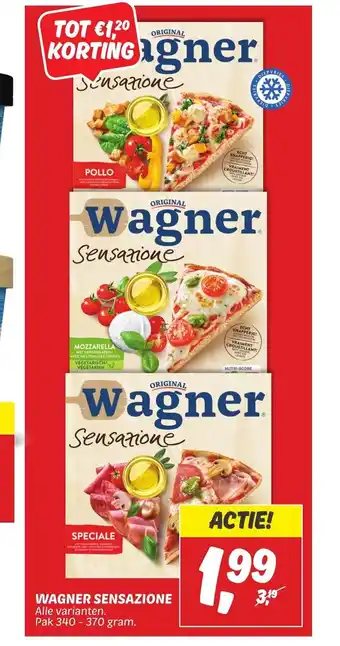 Dekamarkt WAGNER SENSAZIONE Alle varianten. Pak 340-370 gram. aanbieding