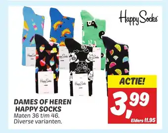 Dekamarkt DAMES OF HEREN HAPPY SOCKS Maten 36 t/m 46. aanbieding