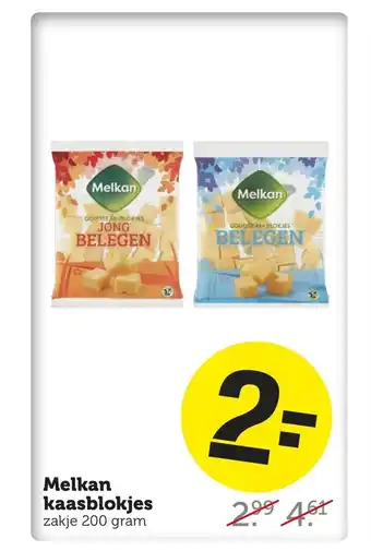 Coop Melkan kaasblokjes zakje 200 gram aanbieding