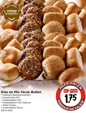 Vomar Voordeelmarkt Kies en mix verse bollen • volkoren meergranenbollen • sesambollen wit aanbieding