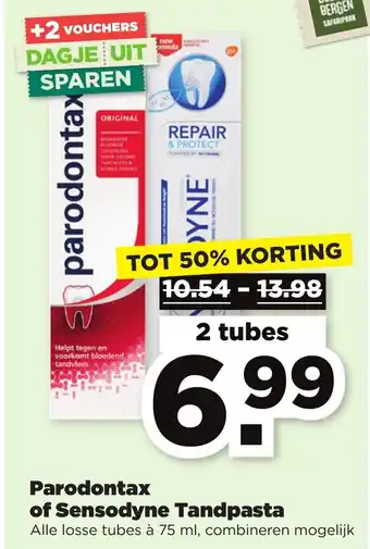 PLUS Parodontax of Sensodyne Tandpasta 75ML aanbieding