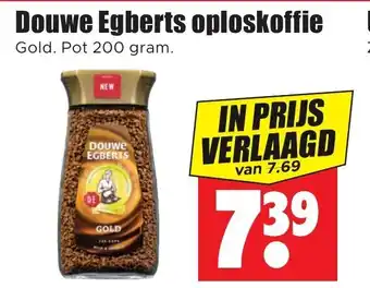 Dirk Douwe Egberts oploskoffie 200 gram aanbieding