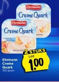 Vomar Voordeelmarkt Ehrmann creme quark aanbieding